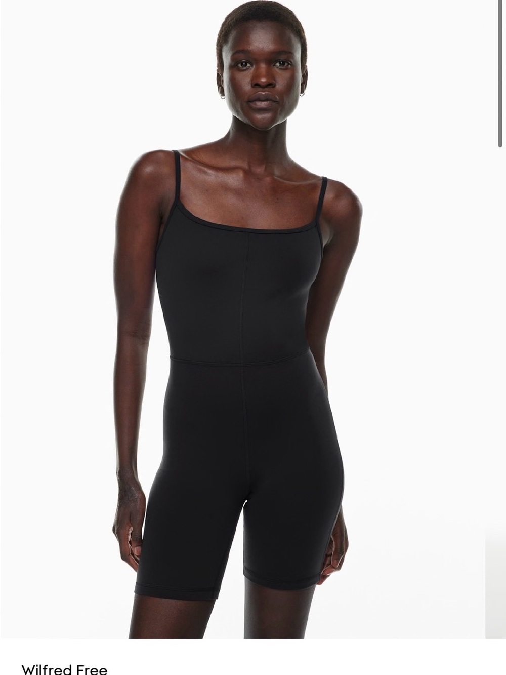 Wilfred Free Black Fitted Spaghetti-Strap Shapewear Romper 7 inch